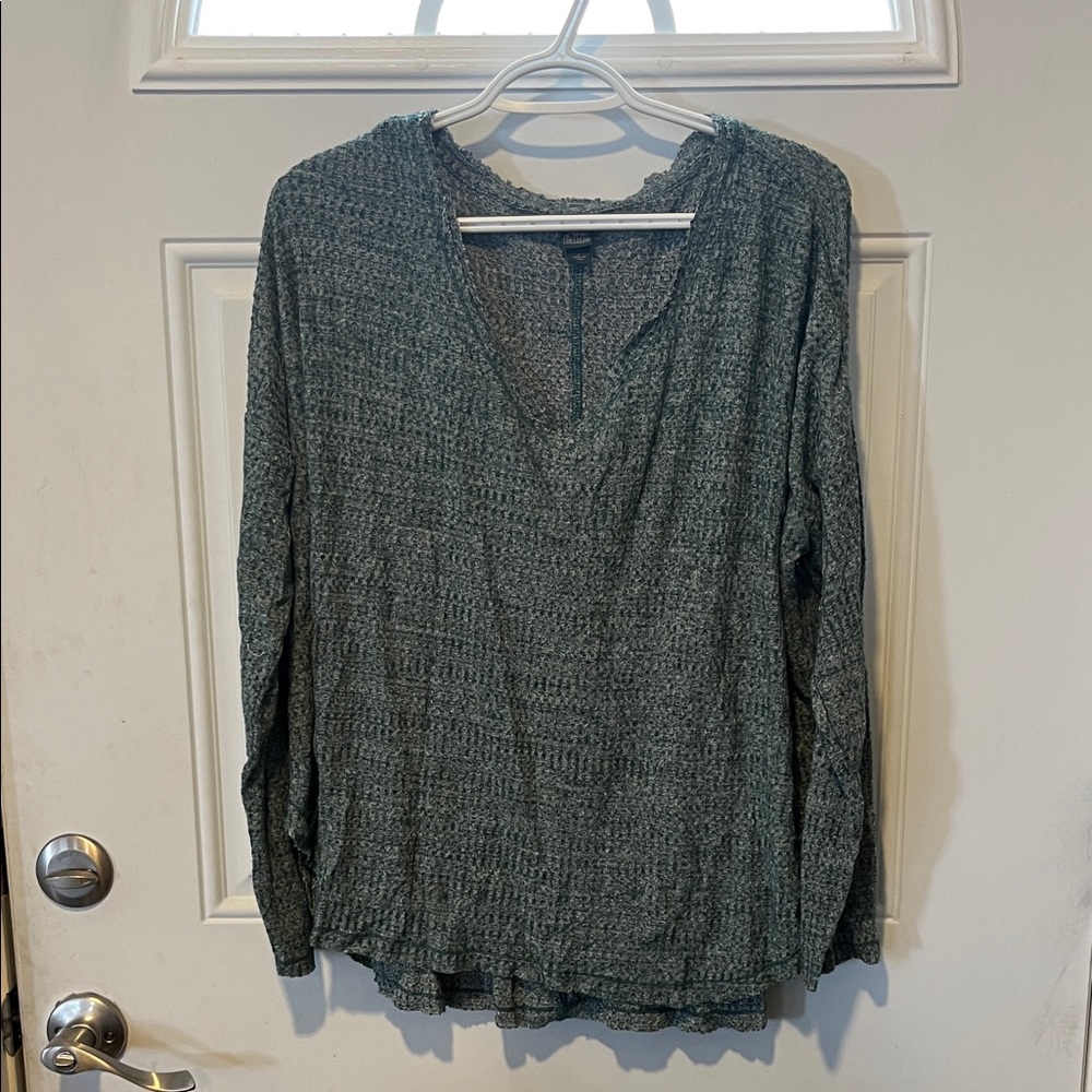 Wild Fable Textured Green Long Sleeve Top